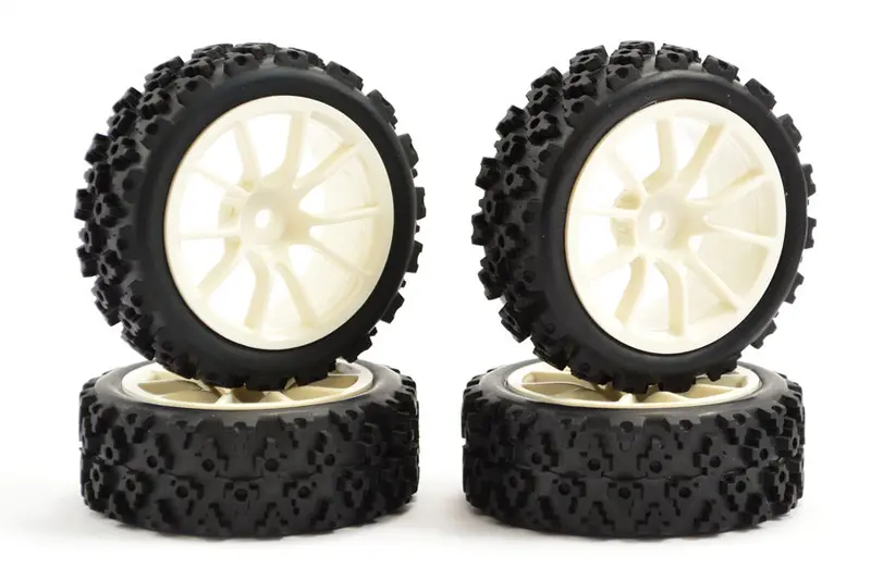 1/10Th On Road Street/Rally Tyres 10Sp White Wheels - Set Of 4 1