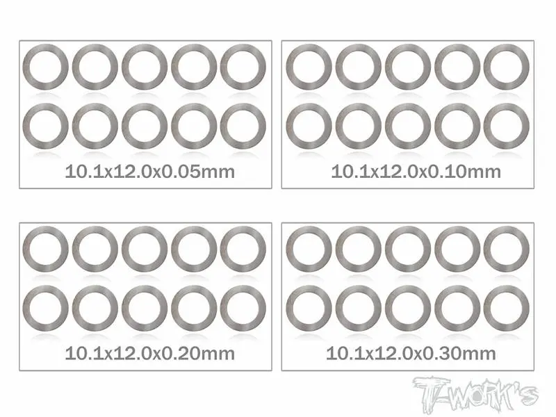 10Mm Shim Washer Set - 10Pcs Each 0.05/0.1/0.2/0.3Mm 1