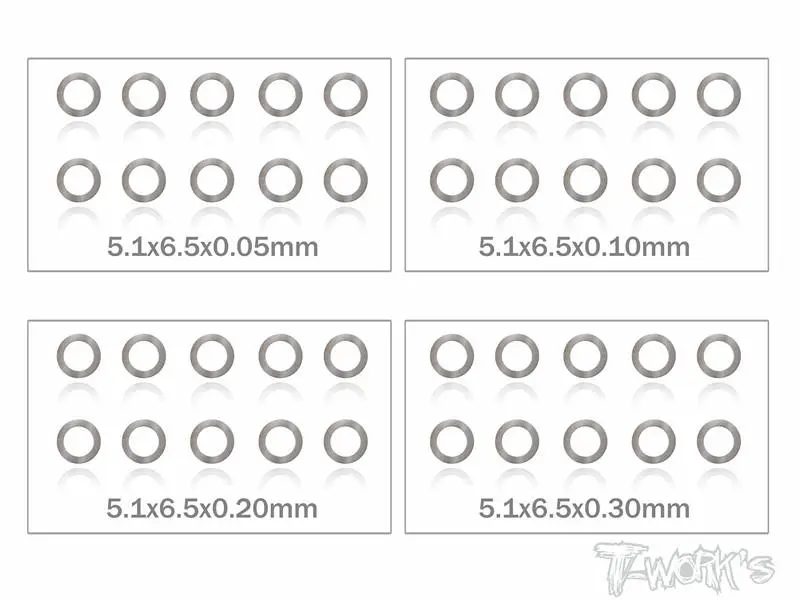 5Mm Shim Washer Set - 10Pcs Each 0.05/0.1/0.2/0.3Mm 1