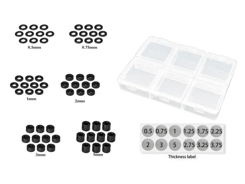 Alu 3Mm Bore Washer Set Various Sizes - Black 2
