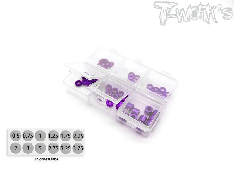 Alu 3Mm Bore Washer Set Various Sizes - Purple 2