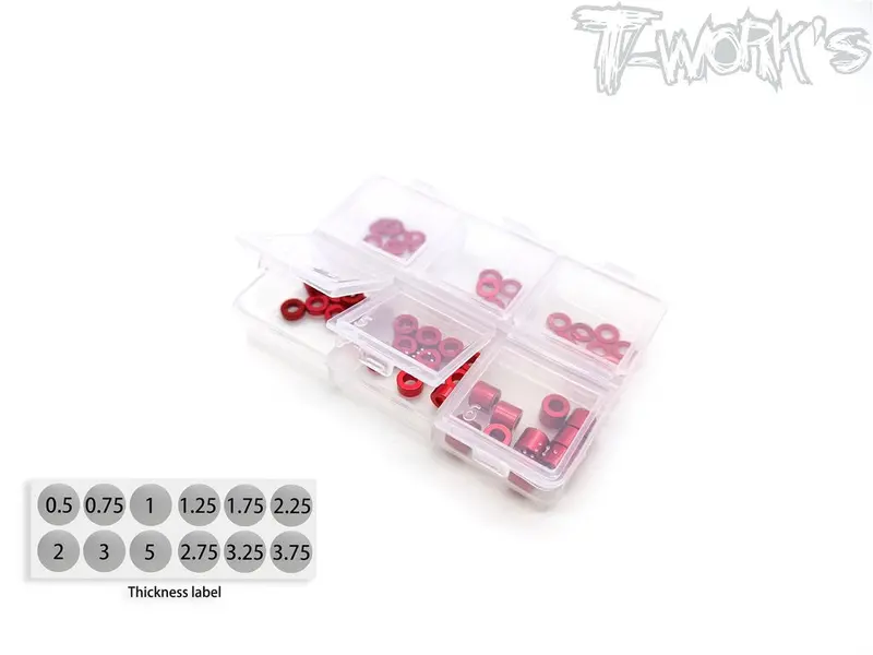 Alu 3Mm Bore Washer Set Various Sizes - Red 2