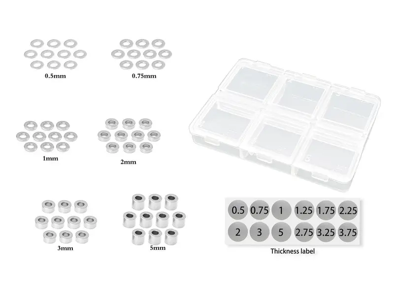 Alu 3Mm Bore Washer Set Various Sizes - Silver 1