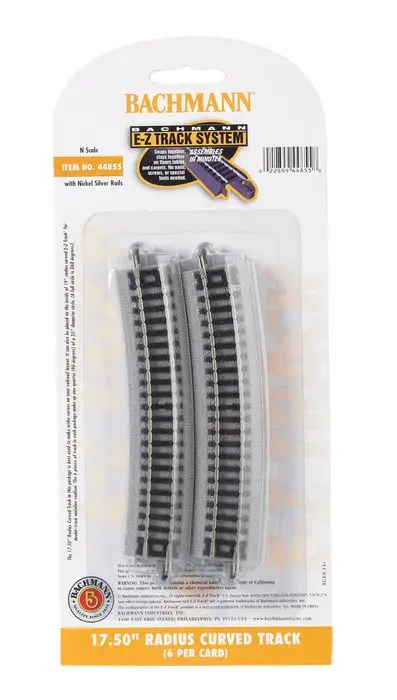 Bachmann 17.5" Radius Curved Track 6Pcs N - Bac44855 1