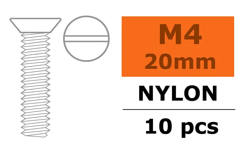 Countersunk Screw, M4x20, Nylon (5Pcs) Gf-0311-008 1