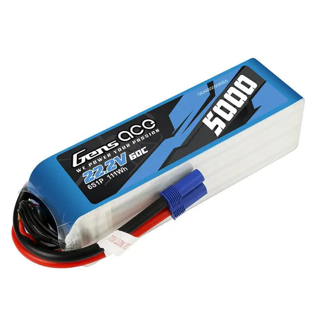Gens Ace 5000Mah 22.2V 60C Lipo Battery Soft Case Ec5 - Gea6s500060e5 1