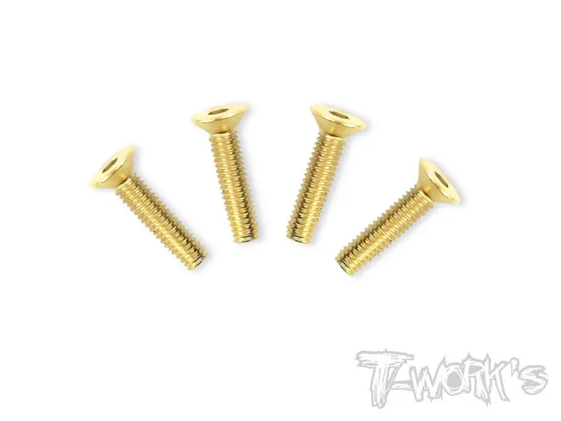 Gold Flat Head / Countersunk Screws M4 X 18Mm - 4Pcs 1