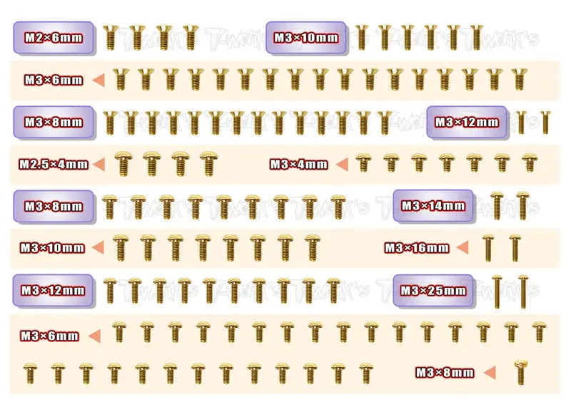 Gold Plated Steel Screw Set For Schumacher Mi8 - 117Pcs 1