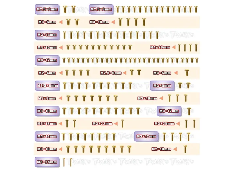 Gold Screw Set For Team Associated Rc8b4 - 152Pcs 1