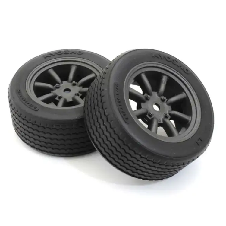 Kyosho Touring Car Tyre On 8-Spoke Watanabe Black Metallic Wheels 2Pc - Kyo-Fath706bkm 1