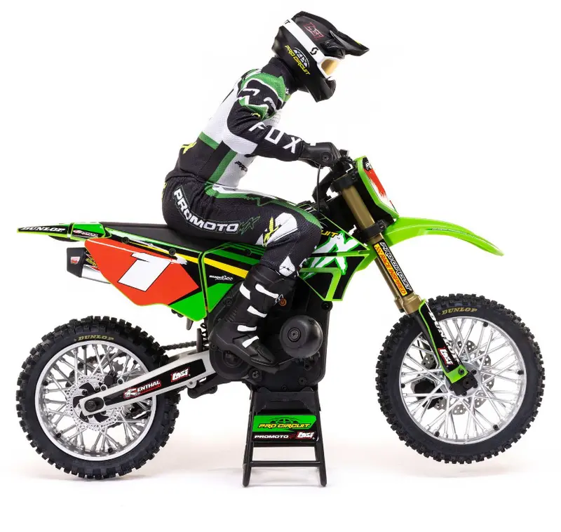 Losi Promoto-Mx Green Rc Motorcycle Pro-Circuit Racing Rtr W/ Spektrum Dx3pm Radio, 3800Kv Brushless Motor, Battery & Charger 1:4 - Los06002 2