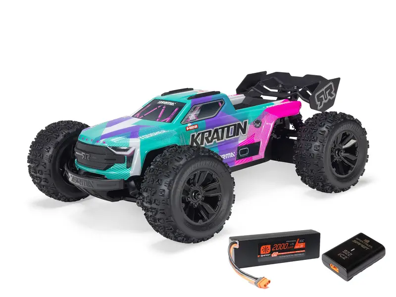 Mini Kraton 3S Dsc 4X4 1/16Th Rtr With Batt/Chg - Teal/Pink 1