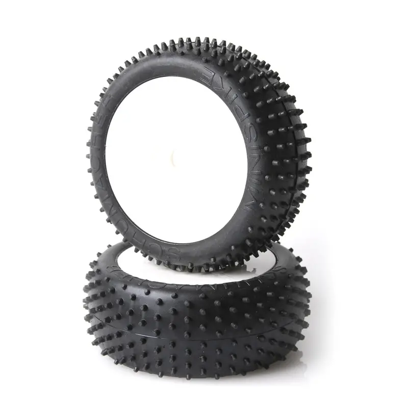 Mini Spike Silver Pre-Glued 1/8Th Buggy Tyres - 1Pr 1