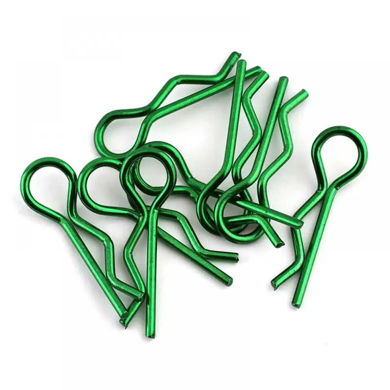Rct 1:10 Green Metallic Body Clips 10Pcs  - Rctel01004c1 1