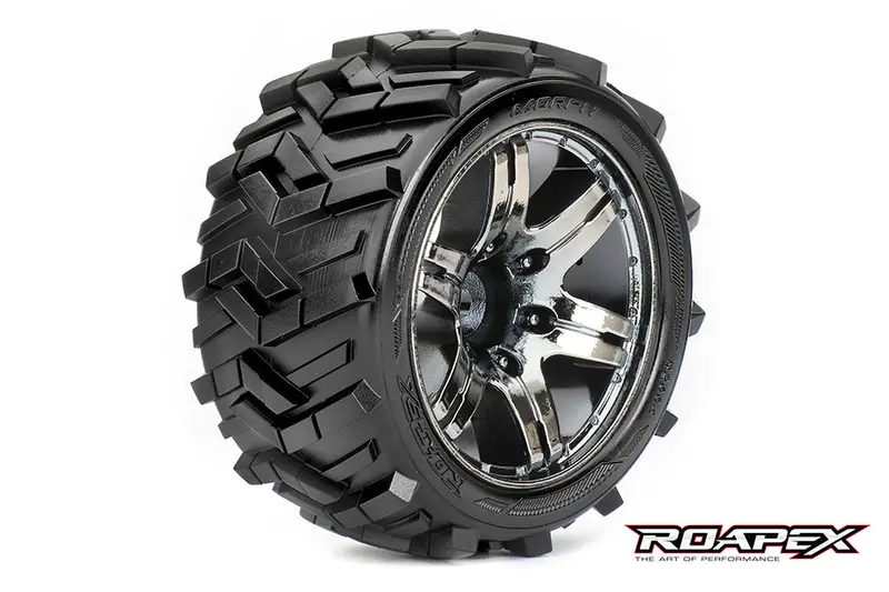 Roapex Morph 1:10 Stadium Truck Tyre On Black Chrome Wheel 2Pcs - R2004-Cb2 1