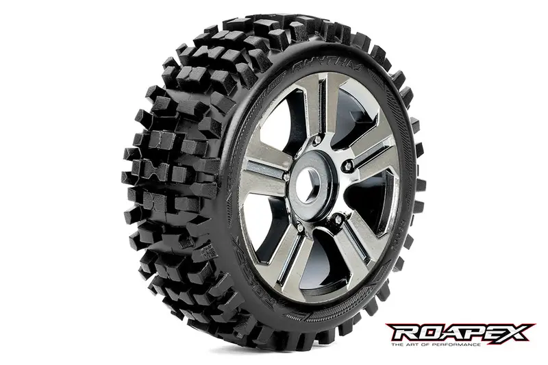 Roapex Rhythm 1:8 Buggy Black Chrome Wheel & Tyre 17Mm Hex - R5002-Cb 1