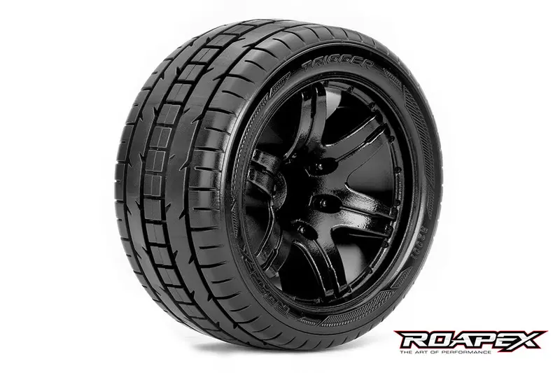 Roapex Trigger 1:10 Stadium Truck Onroad Tyre On Black Wheel 1/2In Offset 2Pcs - R2001-B2 1
