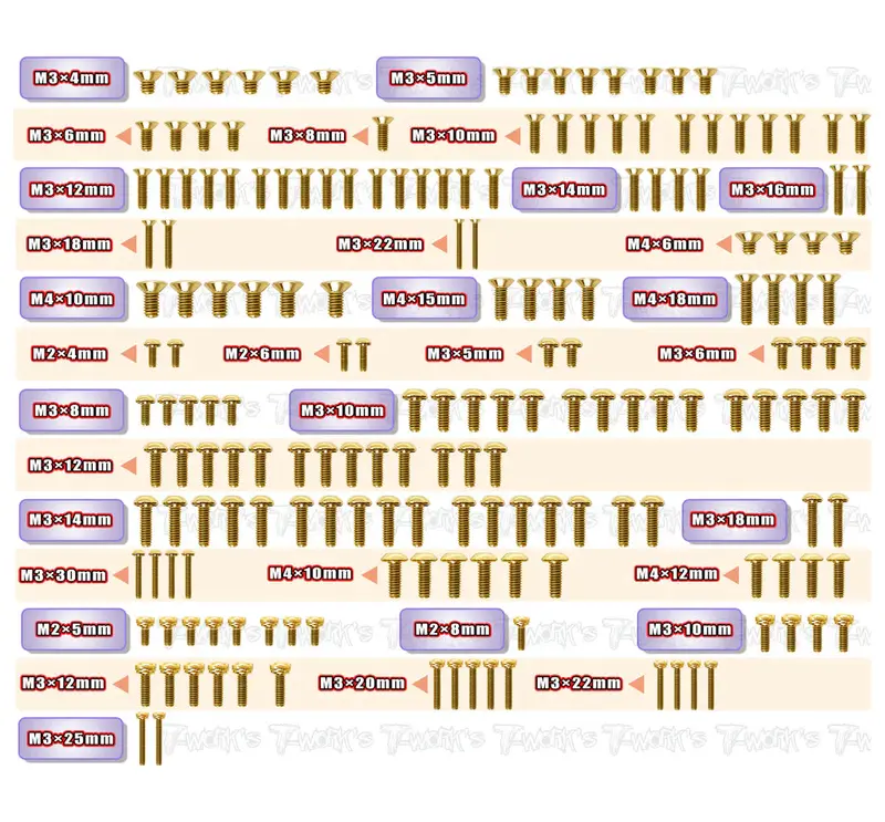 Screw Set For Kyosho Mp11 - Gold 1
