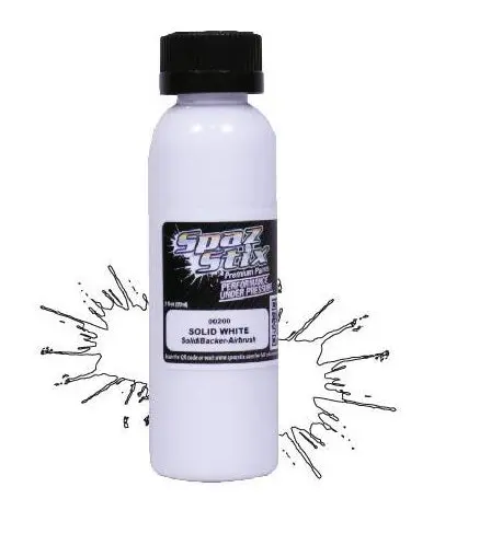 Spaz Stix Solid White/ Glow Backer Airbrush Paint 2Oz - Szx00200 1