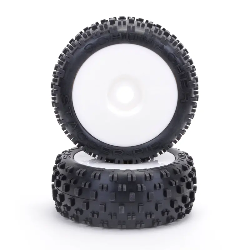 Stagger Rib Silver Pre-Glued 1/8Th Buggy Tyres - 1Pr 1