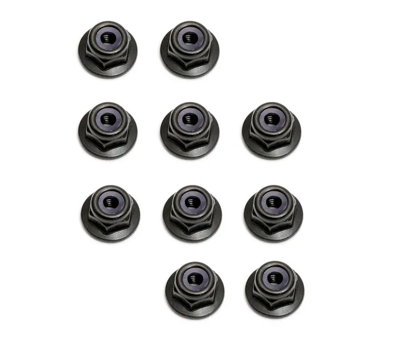Team Assoc. M3 Flanged Nyloc Nuts Black 10Pcs - Ass25612 1
