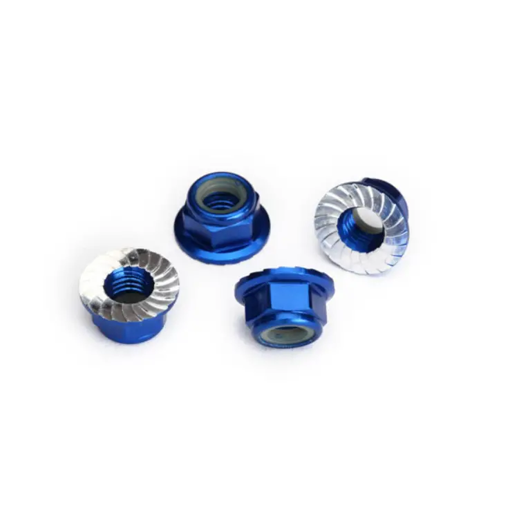 Traxxas 5Mm Nyloc Nuts Blue Aluminium Flanged & Serrated 4Pcs - 8447X 1