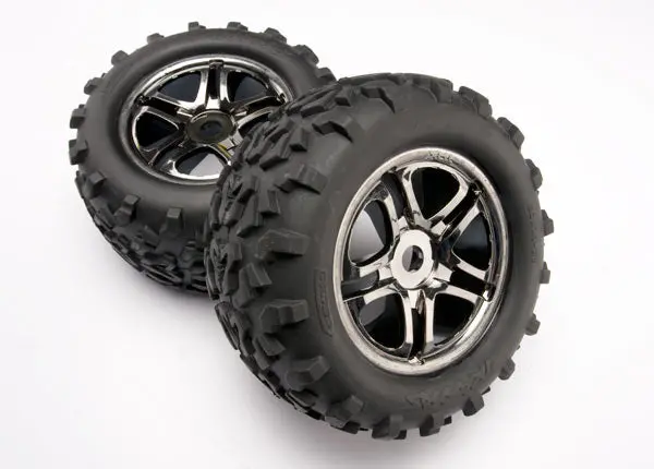 Traxxas 6.3In Maxx Tyres On Split Spoke Black Chrome Wheels 2Pcs - 4983A 1