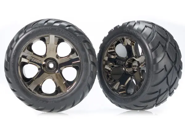 Traxxas Anaconda Street Tyres On 2.8In All-Star Black Chrome Wheels Front 2Pcs - 3776A 1