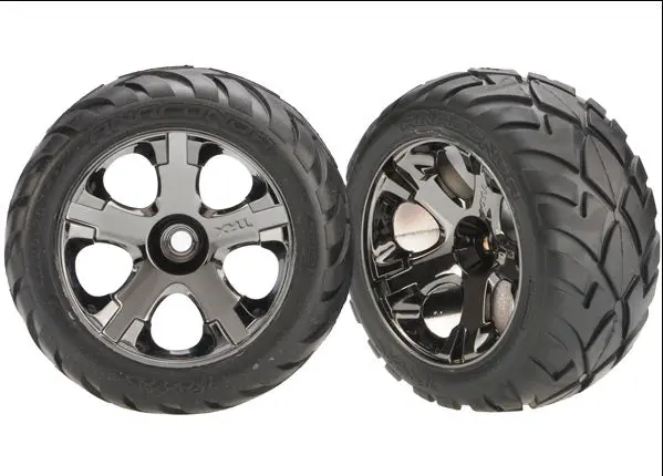 Traxxas Anaconda Street Tyres On 2.8In All-Star Black Chrome Wheels Nitro Front 2Pcs - 3777A 1