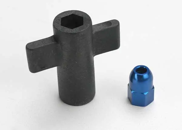 Traxxas Antenna Tube Crimp Nut Blue Aluminium W/ Spanner - 5526 1