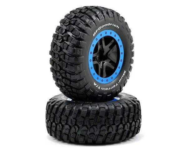Traxxas Bfg Mud Terrain T/A Km2 Tyres On Black Split Spoke Wheel W/ Blue Beadlock 2Pcs - 5883A 1