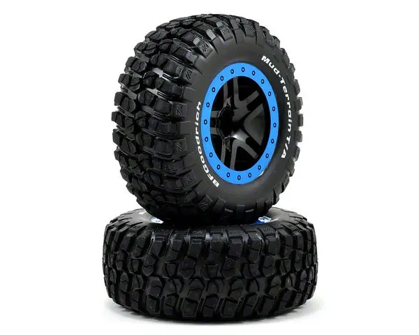 Traxxas Bfg Mud Terrain T/A Km2 Tyres On Black Split Spoke Wheel W/ Blue Beadlock 2Pcs - 5885A 1