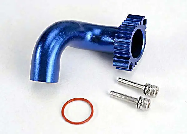 Traxxas Exhaust Header Blue Aluminium W/ Screws - 5287 1
