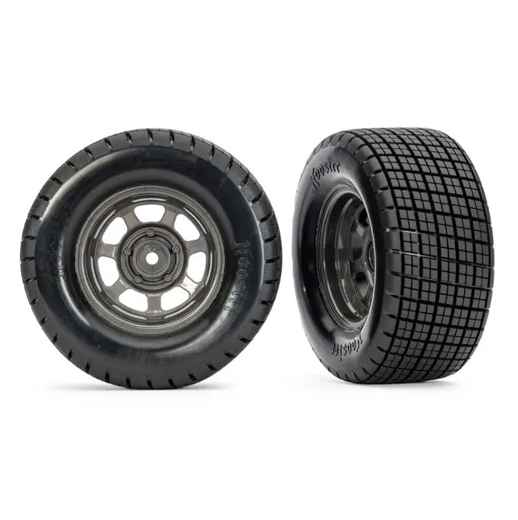 Traxxas Fr Hoosier Dirt Oval Tyres On Grey Steelie Wheels Suit Slash Modified 2Pcs - 10473X 1