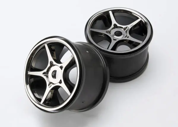 Traxxas Gemini 3.8In 5-Spoke Black Chrome Wheels 17Mm 2Pcs - 5372X 1