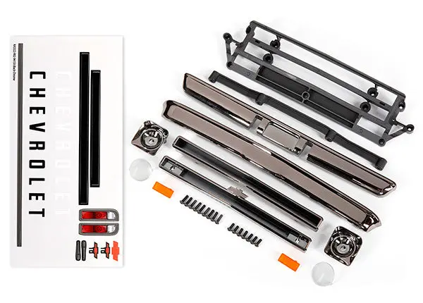 Traxxas Grille, Bumpers & Headlight Housings Black Chrome Suit Chevy C10 Drag Body - 9415X 1