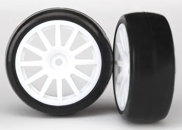Traxxas Latrax Slick Tyres On 12-Spoke White Wheels 2Pcs - 7572 1