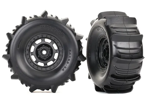 Traxxas Paddle Tyres On Desert Racer Black Wheels 17Mm 2Pcs - 8475 1