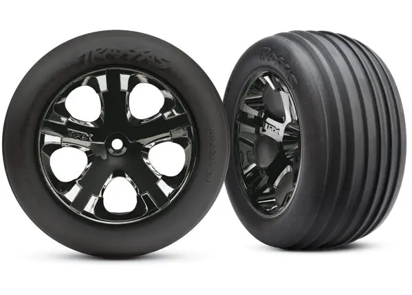 Traxxas Ribbed Tyres On 2.8In All-Star Black Chrome Wheels Front 2Pcs - 3771A 1