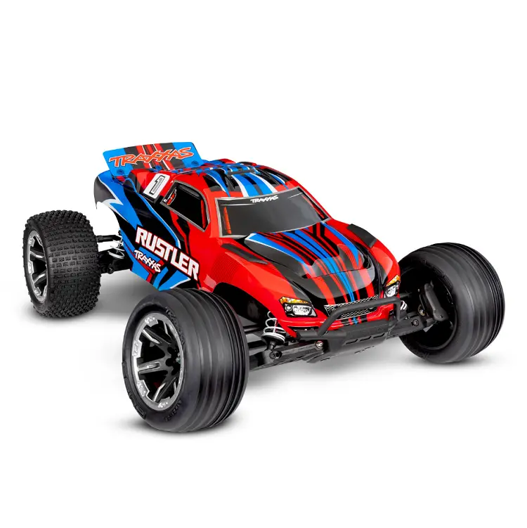 Traxxas Rustler 2Wd Stadium Truck Red W/ 2.4Ghz Radio, Brushed Motor & Esc, Battery & Usb-C Charger - 37254-8Red 1