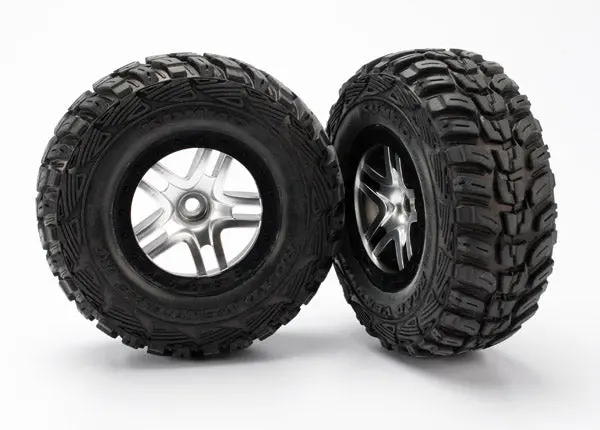 Traxxas S1 Kumho Tyres On Satin Chrome Split Spoke Wheels W/ Black Beadlock 2Pcs - 5882R 1