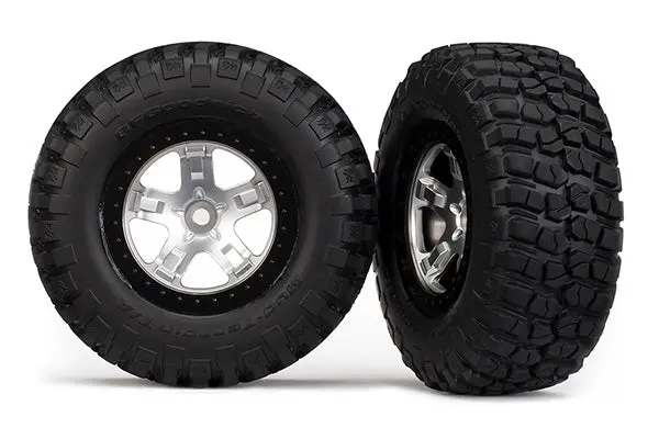 Traxxas Sct Bfgoodrich T/A Km2 Mud Tyres On Satin Chrome Wheel W/ Black Beadlock 2Pcs - 5878 1