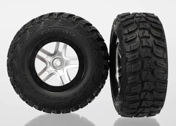 Traxxas Sct Kumho Tyres On Split Spoke Satin Chrome Wheel W/ Black Beadlock 2Pcs  - 6874 1