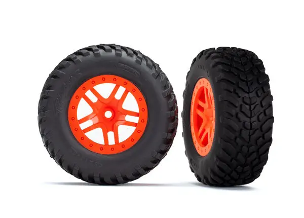 Traxxas Sct Off-Road Racing Tyres On Orange Split Spoke Wheel 12Mm 2Pcs - 5892 1