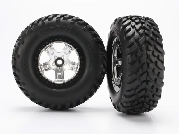 Traxxas Sct Off Road Tyres On Satin Chrome Wheels W/ Black Beadlock 2Pcs - 5875X 1