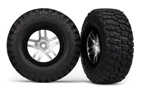 Traxxas Sct S1 Bfgoodrich T/A Km2 Mud Tyres On Satin Chrome Split Spoke Wheels W/ Black Beadlock 2Pcs - 6873X 1