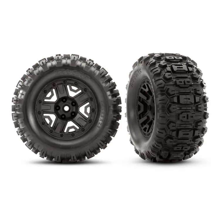 Traxxas Sledgehammer Tyres On 2.8In Black 5-Spoke Wheels 2Pcs - 6792 1