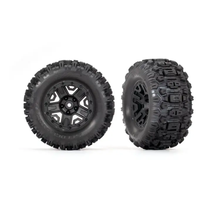 Traxxas Sledgehammer Tyres On 2.8In Black 5-Spoke Wheels Rr 2Pcs - 3778 1
