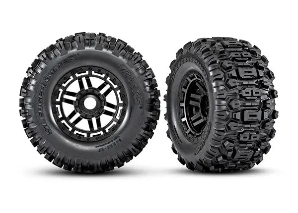 Traxxas Sledgehammer Tyres On 2.8X3.6In Maxx Dual Profile Black Wheels 17Mm Hex Suit Maxx 2Pcs - 8973 1