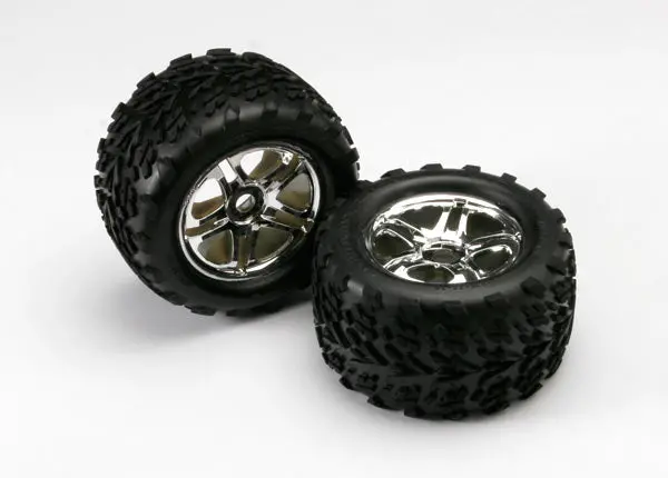 Traxxas Talon 3.8In All Terrain Tyres On Chrome Split Spoke Wheels 17Mm Hex 2Pcs - 5174R 1
